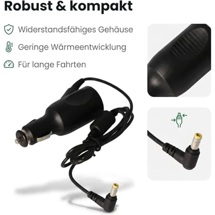 AccuCell DC/DC 12V KFZ-Netzteil, schnelles Laden, Schwarz, kompatibel mit Lenovo IdeaPad S9/S10, MSI Wind U90/U100, LG X110 – Bild 5
