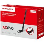 MERCUSYS MU6H AC650, WiFi-USB-Adapter mit hoher Verstärkung, Dual-Band, bis zu 200 Mbps auf 2,4 GHz und 433 Mbps auf 5 GHz, kompatibel mit Windows 11/10/8.1/8/7/XP