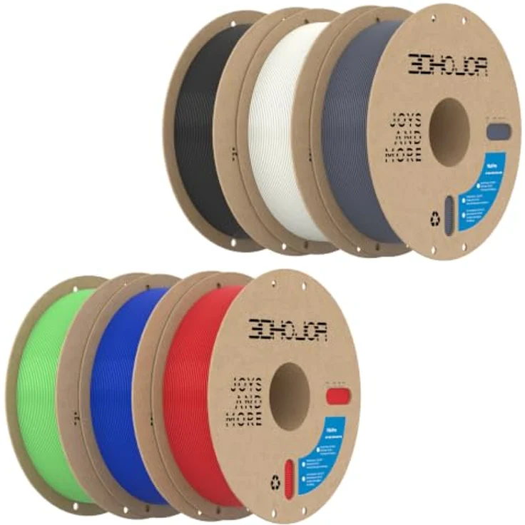 3DHoJor PLA+ Filament 1.75mm, 6kg 6er-Pack in verschiedenen Farben, hohe Zähigkeit und Schlagfestigkeit, ideal für FDM-Drucker – Bild 1