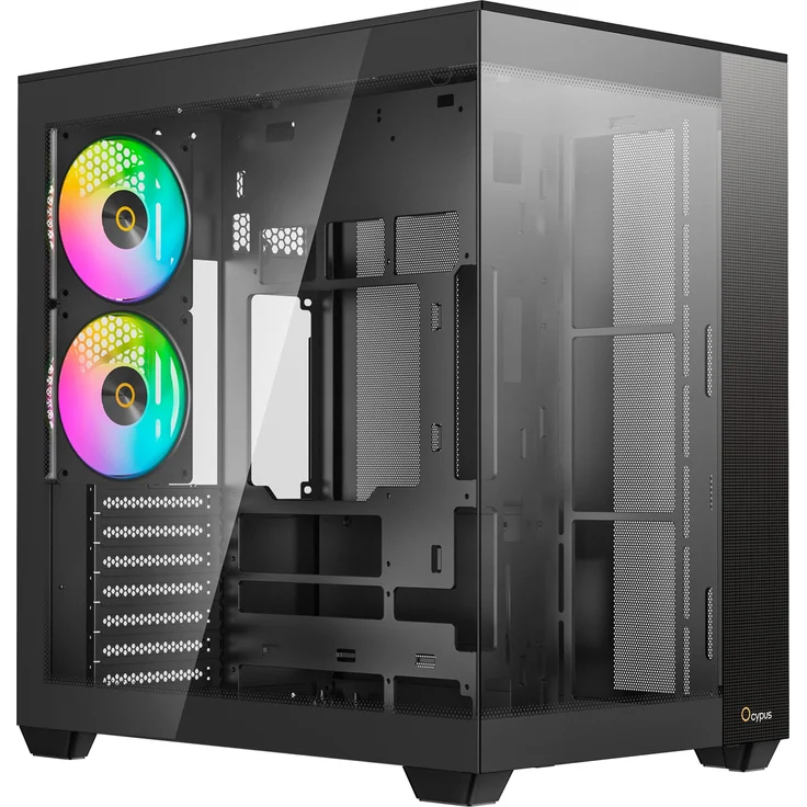 OCYPUS Ocypus Delta C74 ARGB, Midi Tower PC Gehäuse in Schwarz, geeignet für ATX, micro ATX, ITX mit RGB-Beleuchtung und gehärtetem Glas