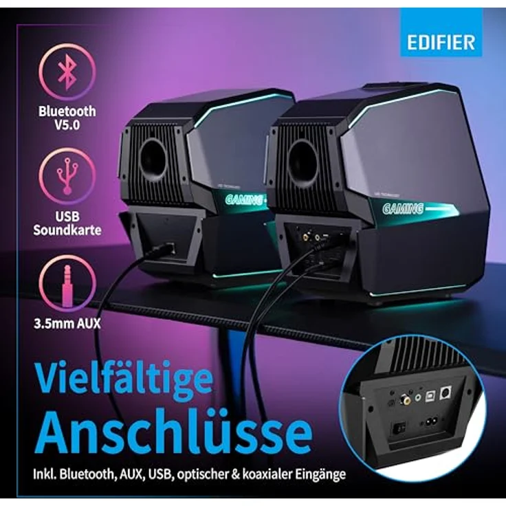 Edifier Aktivboxen G5000 2.0 Bluetooth Gaming RGB schwarz – Bild 6