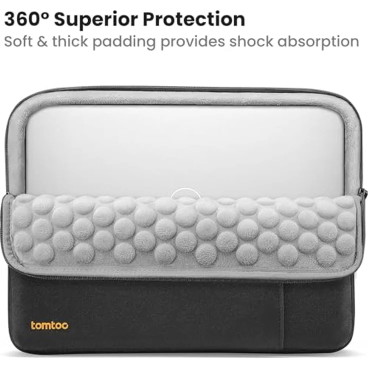 tomtoc A13D2D1GP Defender-A13 Laptop-Sleeve Kit 2-teilig, 14 Zoll, Schwarz, Cornerarmor-Technologie, recycelter Kunststoff – Bild 5