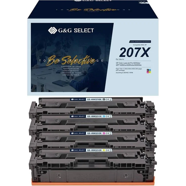 G&G Select Toner Kombi-Pack, ersetzt HP 207X, Schwarz, Cyan, Magenta, Gelb, hohe Druckqualität, umweltfreundlich