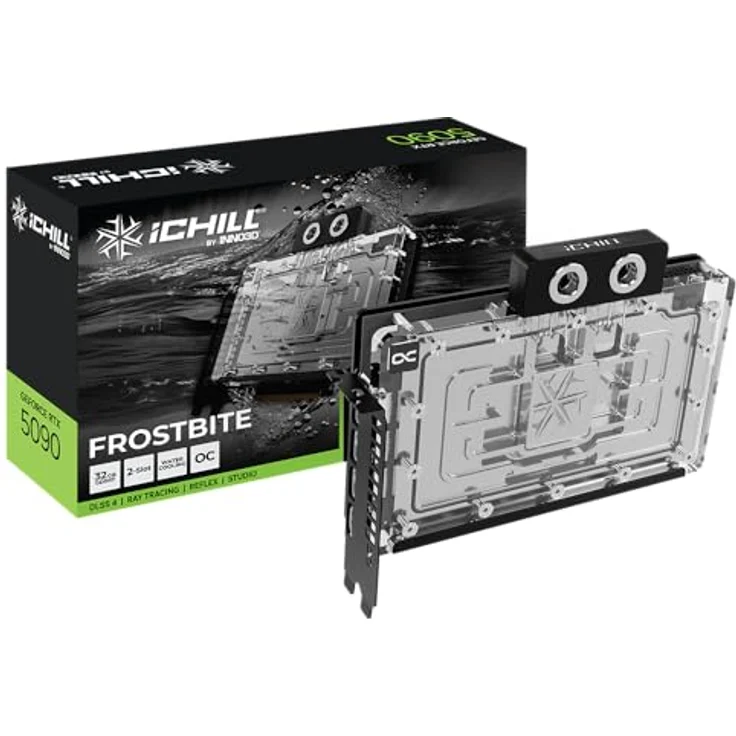 Inno3D GeForce RTX 5090 iChill Frostbite, 32 GB GDDR7, PCIe 5.0, Raytracing und KI-unterstützte Grafikverarbeitung, optimiertes Kühlsystem – Bild 1