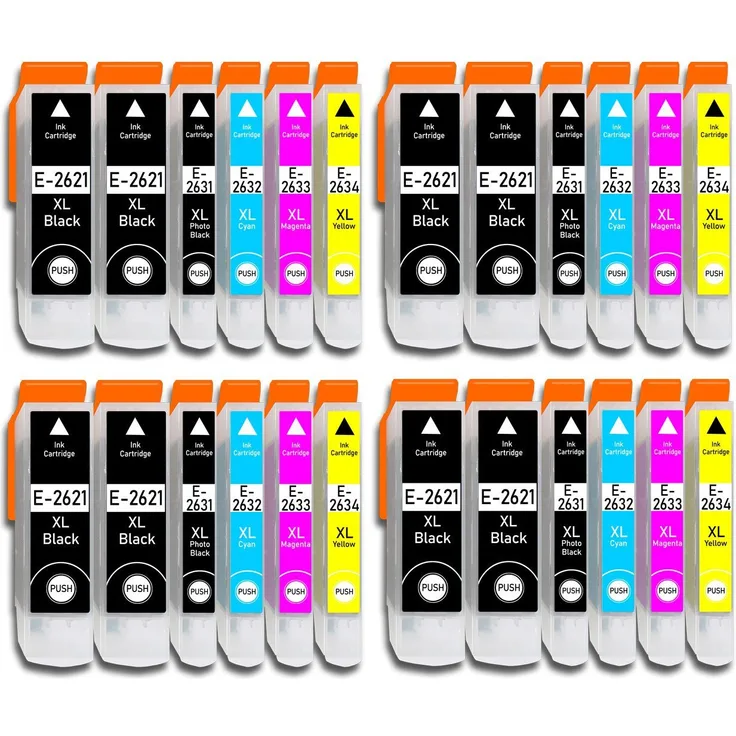 Druckerparadies 24er Multipack für Epson 26XL Tintenpatronen Set Tintenpatrone (24-tlg., für XP510 XP520 XP600 XP605 XP610 XP615 XP620 XP625 XP700 XP710 XP720) - Hohe Kapazität, 5-Farben-Set, kompatibel für Epson Expression Premium Modelle