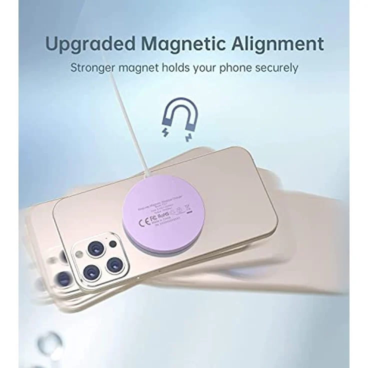 Mag-Safe Ladegerät,Wireless Charger mit iPhone ladestation,induktive ladestation,magnetisch Induktionsladegerät,Kabellos Schnellladegerät kompatibel für iPhone 14/13/12/11 Pro Max Plus Rosa – Bild 3