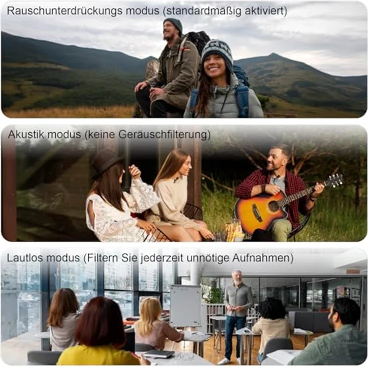 QINOJA Wireless Lavalier Mikrofon 4-in-1 für iPhone/Handy/Kamera/Computer, kabellos mit Pop-Filter, Rauschunterdrückung, 20 m Reichweite, tragbar für Vlog, TikTok, Live-Streaming – Bild 3