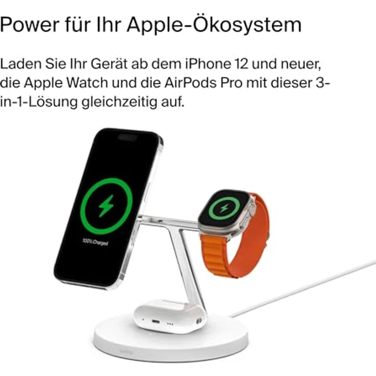 Belkin MagSafe 3-in-1-Ladegerät iPhone 12-13 Serie, weiß – Bild 3