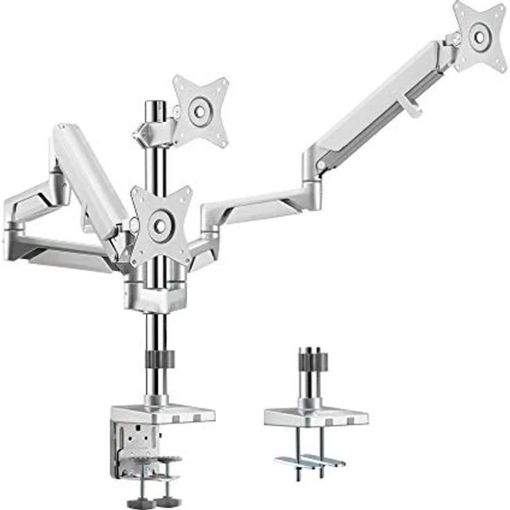 LogiLink BP0090 - Alu Triple-Monitor-Schreibtischhalterung für 3x 17-27 Zoll (LCD, LED, OLED, …) mit Gasdruckfeder, Flat & Curved TVs, Armlänge = 748mm – Bild 1