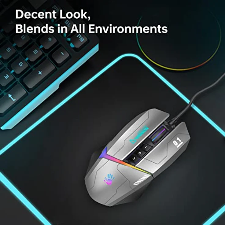 Bloody W60Max Kabelgebundene RGB FPS Gaming Maus, 10000 CPI, alle Tasten programmierbar, 2000 Hz Berichtsrate, 250 IPS, 4M Onboard Speicher (Gungrey) – Bild 5