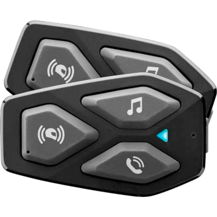 Interphone | COM3 | Doppelt | Bluetooth 5.1 Motorrad-Gegensprechanlage für Motorradhelme, 32-mm-Kopfhörer, Motorradnutzung, Entfernung 500 m, Autonomie 10 Stunden, Musik, GPS, wasserdicht IP67