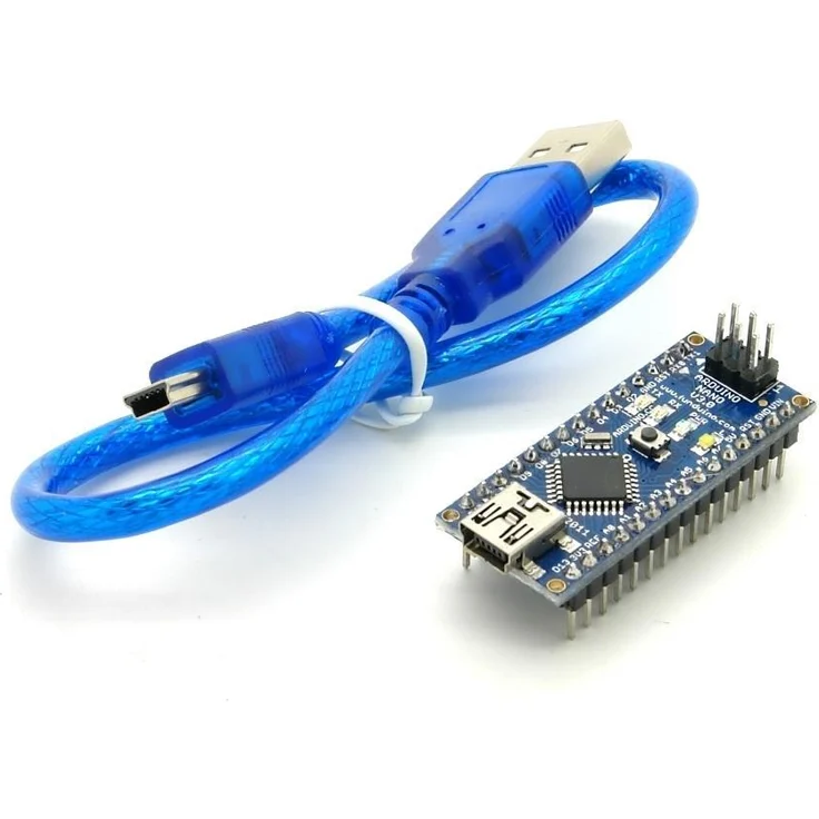 BerryBase Arduino Nano Kompatibler Mikrocontroller, 12 digitale I/O, 8 analoge I/O, 6 PWM-Pins, 5-12V, kompaktes Design 45 x 18 x 18 mm