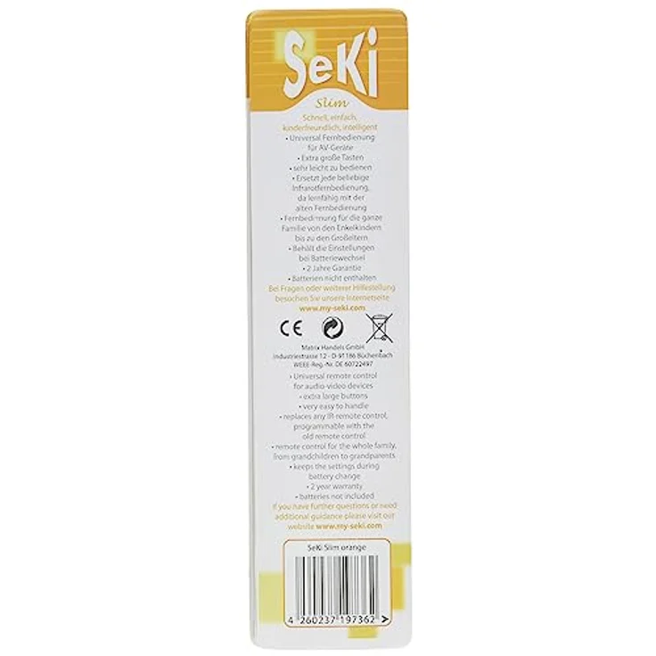 SeKi Slim orange lernfähige Universal-Fernbedienung mit großen Tasten - für Senioren + Kinder - Preisvergleich – Bild 2