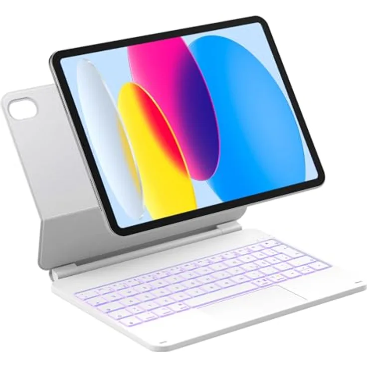Inateck NeoMagic Magnetische Tastatur Hülle für iPad 10. Generation 10,9 Zoll und 11. Generation 2025 A16, mit Touchpad, 7-farbige Hintergrundbeleuchtung, magnetischem Schwebeständer und präzisem Trackpad, KB09119