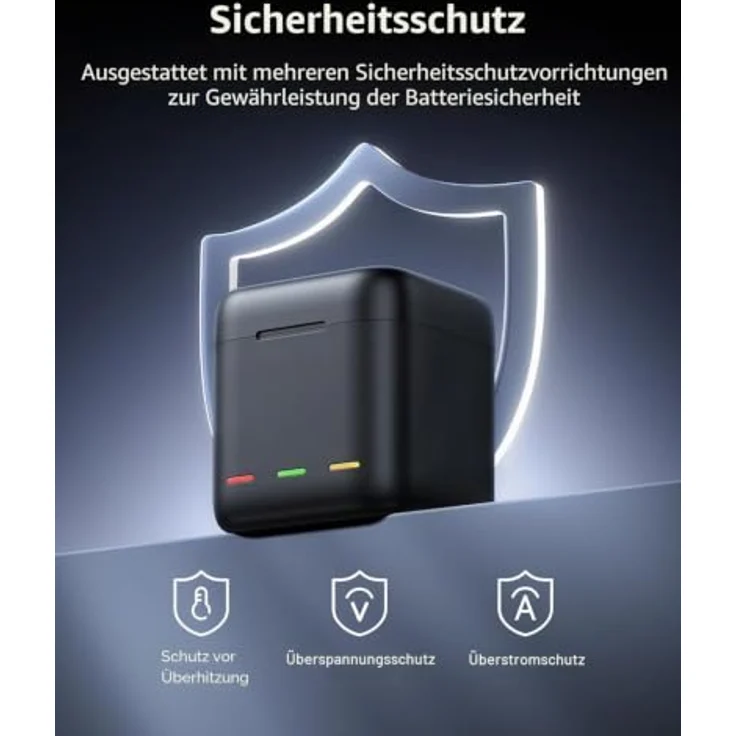 TELESIN 2 Akkus + 3-Slot-Ladecase für GoPro Hero 12/11/10/9 Black, 1750 mAh, USB-C, kompakt, schmutz- und staubgeschützt – Bild 5