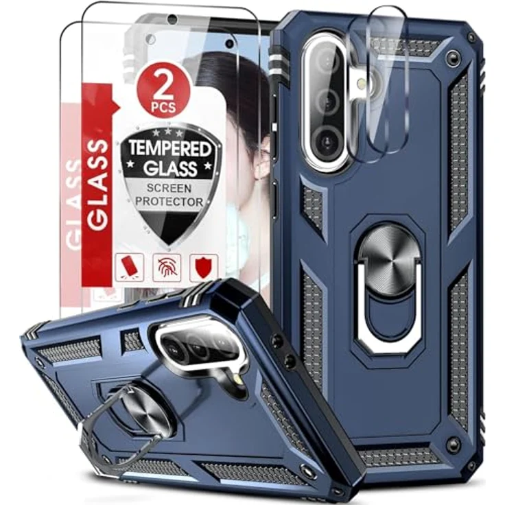 LeYi Hülle für Samsung Galaxy A36 5G, Militär Standard Case mit 2 Handyfolien & 2 Kamera Schutzgläsern, robust und kratzfest, blau – Bild 1