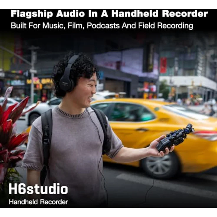 Zoom Audio H6 Studio, Digitaler Audio-Recorder mit 32-Bit Float-Technologie, 4 XLR/TRS Eingängen und erweiterbarem Kapselsystem – Bild 3