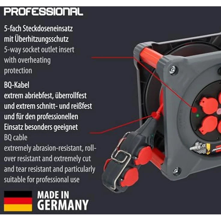 Brennenstuhl Professional Baustellen-Kabeltrommel mit Powerblock KC 3210 5, 33+5m, rot – Bild 2