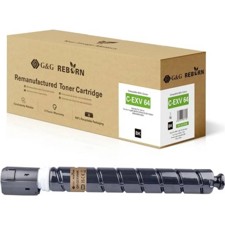 G&G Toner für Canon 5753C002, kompatibel Schwarz, 38.000 Seiten, GR-CEXV64K