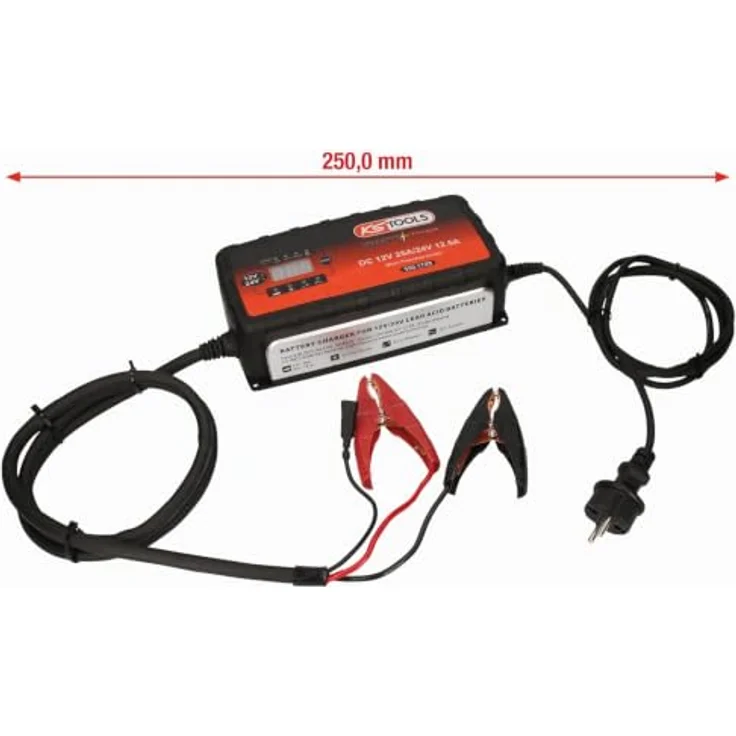 KS Tools 550.1745 Kfz-Ladegerät 25A, Mikroprozessor-gesteuerte Ladetechnologie für Bleisäure- und AGM-Batterien, Erhaltungsmodus – Bild 2