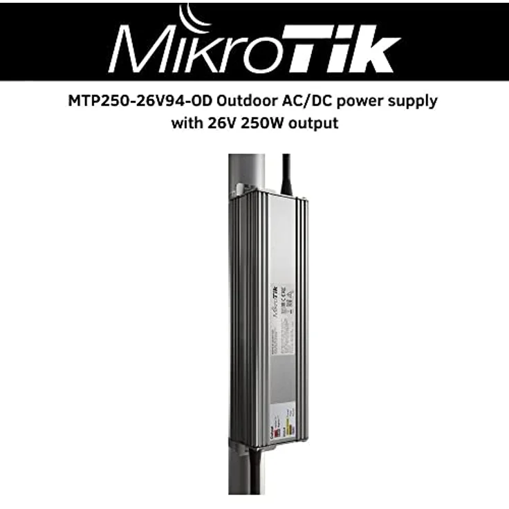 MikroTik MTP250-26V94-OD, Outdoor AC/DC Netzteil, IP67, Betriebstemperatur -40°C bis 70°C, CE, EAC, ROHS zertifiziert – Bild 3