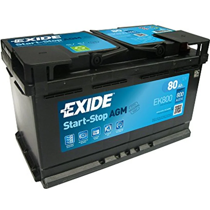 Exide EK800 Start-Stop AGM Batterie, 12 V 80 Ah, 800 A, auslaufsicher, schwarz/blau – Bild 1