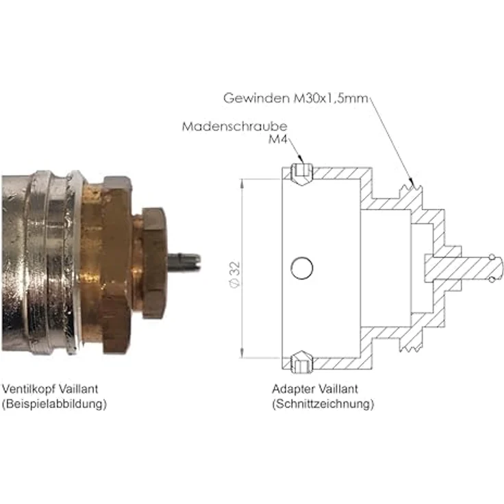 Eurotronic 700097 Vaillant Metalladapter für elektronische Heizkörperthermostate, Metall – Bild 4