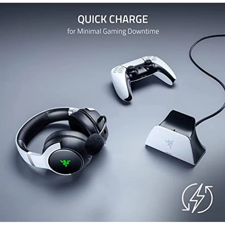Razer Schnellladestation - Schnellladestation für PS5 Wireless-Controller (Schnellladung , Gebogenes Schalen-Design Einhändige Bedienung, Aufladen per USB) Cosmic Red – Bild 2