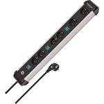 Brennenstuhl Premium-Alu-Line Steckdosenleiste 6-Fach/Steckerleiste aus hochwertigem Aluminium (Mehrfachsteckdose mit 3X 2-Fach schaltbare Steckdosen,3m Kabel, Made in Germany)
