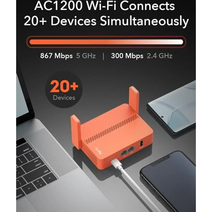 Cudy AC1200 WLAN-Reiserouter TR1200, Extender/Repeater für Hotels, WISP, VPN, USB - Taschenformat, 867 Mbps + 300 Mbps, Schwarz - Preisvergleich – Bild 2