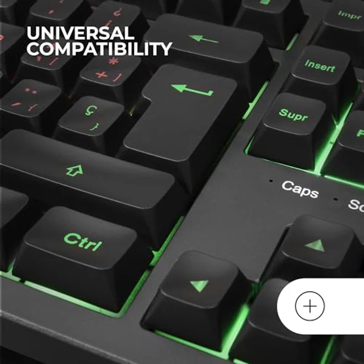 Mars Gaming MK023, TKL Gaming Tastatur mit Hybrid H-Mech Technologie, FRGB Regenbogenbeleuchtung, Anti-Ghosting, universelle Kompatibilität, Schwarz, Spanische Sprache – Bild 5