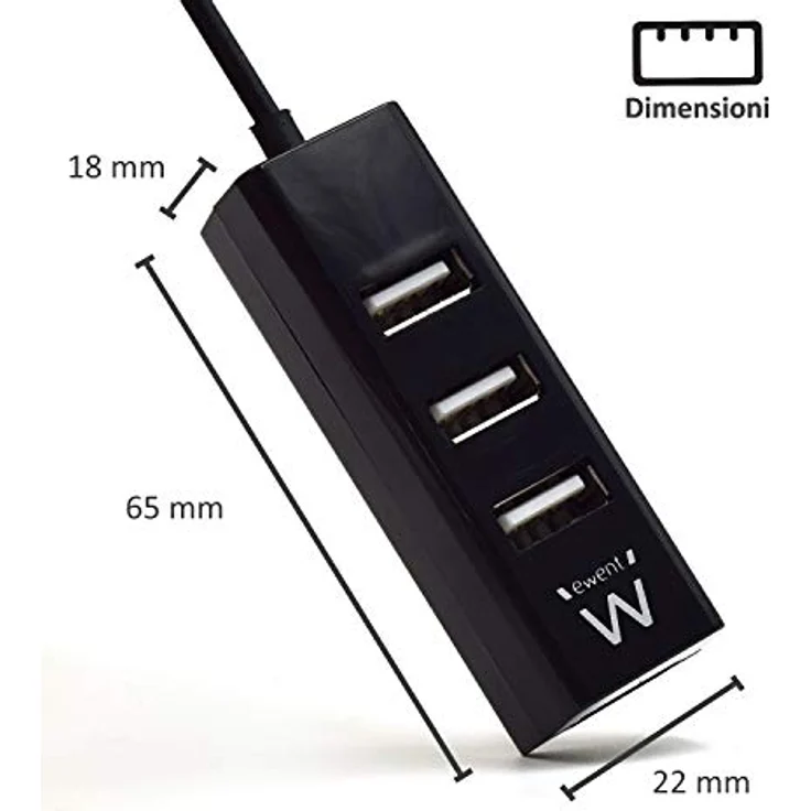 Ewent EW1123 USB2.0 4 Anschlüsse, schwarz – Bild 4