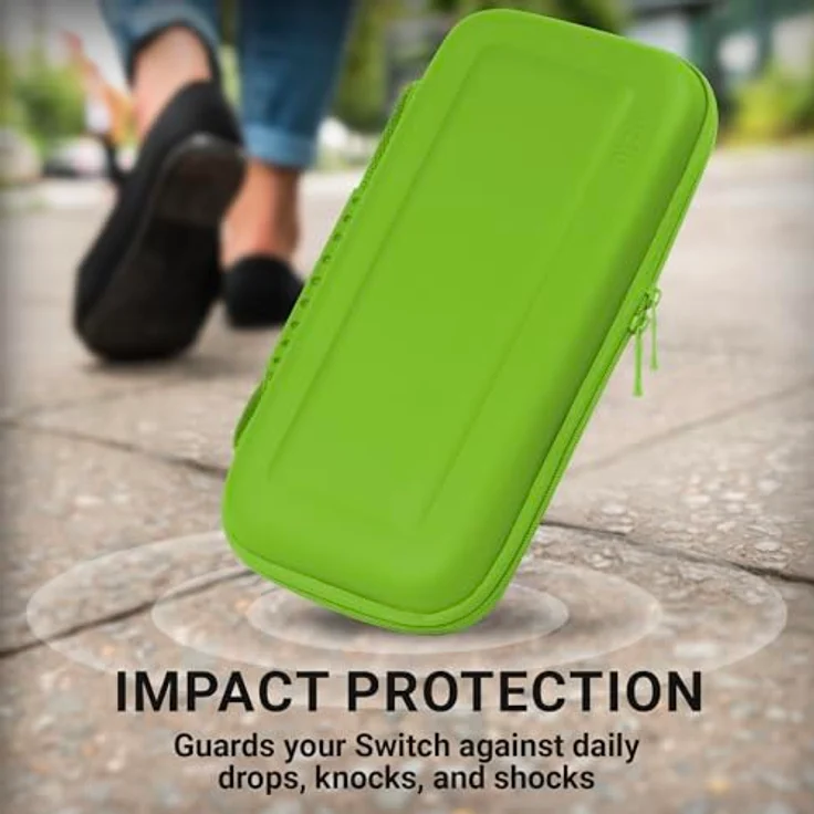 Orzly Tragetasche für Nintendo Switch und New Switch OLED - Grüne, harte Reisetasche mit Fächern für Zubehör und Spiele – Bild 5
