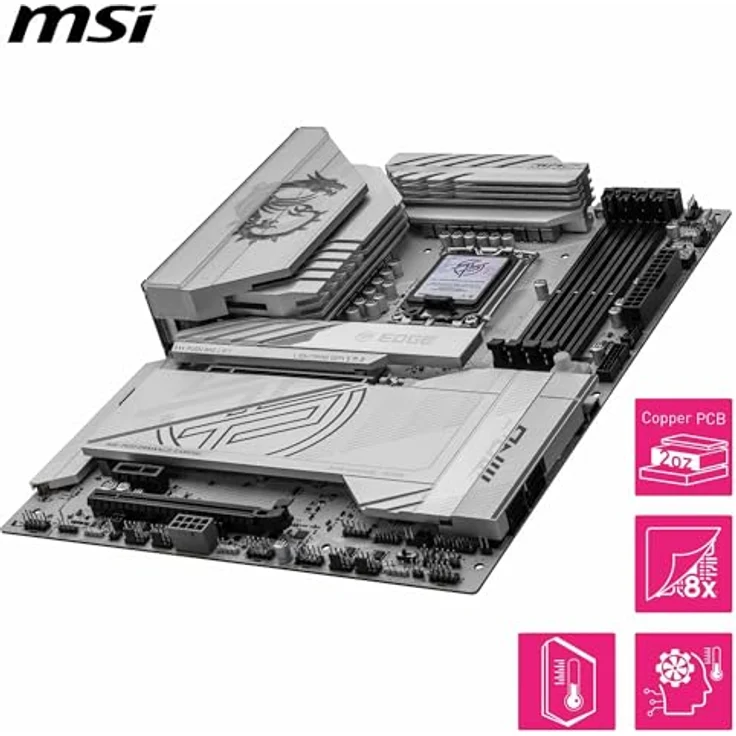 MSI MPG Z890 Edge TI WiFi Mainboard, ATX - Unterstützt Intel Core Ultra Prozessoren (Serie 2), DDR5 Memory Boost, PCIe 5.0 x16, M.2 Gen5, Wi-Fi 7, 5G LAN, Schwarz – Bild 4