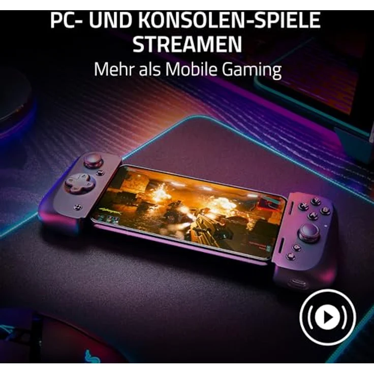 RAZER Razer Kishi V2 USB C - Gaming Controller for iPhone and Android, Mobile Gaming in Konsolen-Qualität, Ausziehbares Mittelteil für USB-C-Geräte, Kompatibel zu Samsung Galaxy S23-Reihe und iPhone 15, Latenzfreie Konnektivität, Passthrough-Aufladen, Virtueller-Controller-Modus – Bild 6