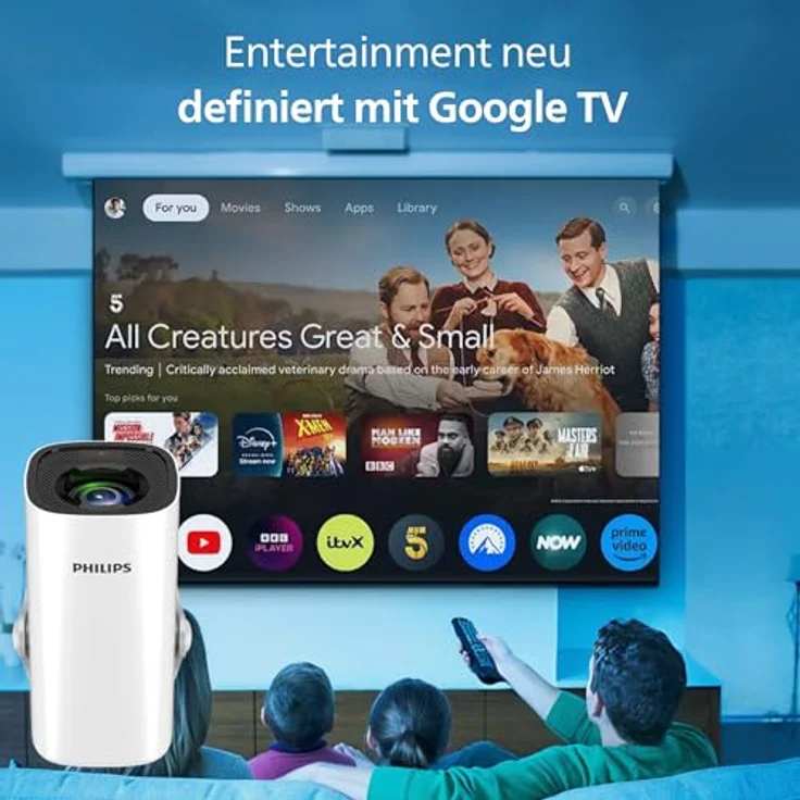 Philips NeoPix 250 Smart Beamer, 16:9 mit Google TV-Streaming und Wi-Fi 6, kompakt und leicht – Bild 2