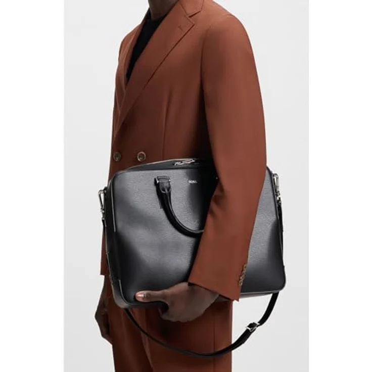 Boss Luminary Aktentasche, 38 cm Leder mit Laptopfach, schwarz – Bild 4