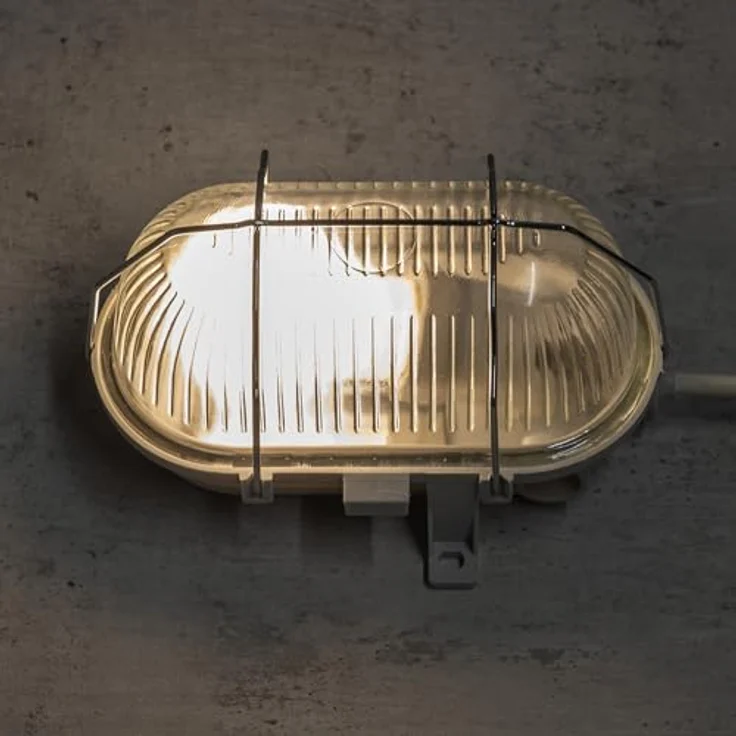 UNITEC Ovalleuchte mit Metallkorb, geeignet für Keller, Garage, Garten und mehr, Schutzart IP44, 60 W, grau – Bild 3