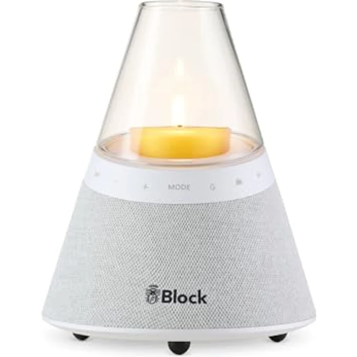 Block Molly Bluetooth Lautsprecher - 360° Sound mit 2x7W, Water/Natur Sound & White Noise, bis 10h Akku, Auto-Off Timer, Twin-Funktion, Touch Bedienung (Weiß) – Bild 1