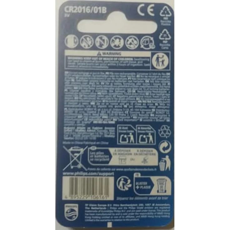 Philips CR2016-01b Lithium Minizelle 1er Pack – Bild 2