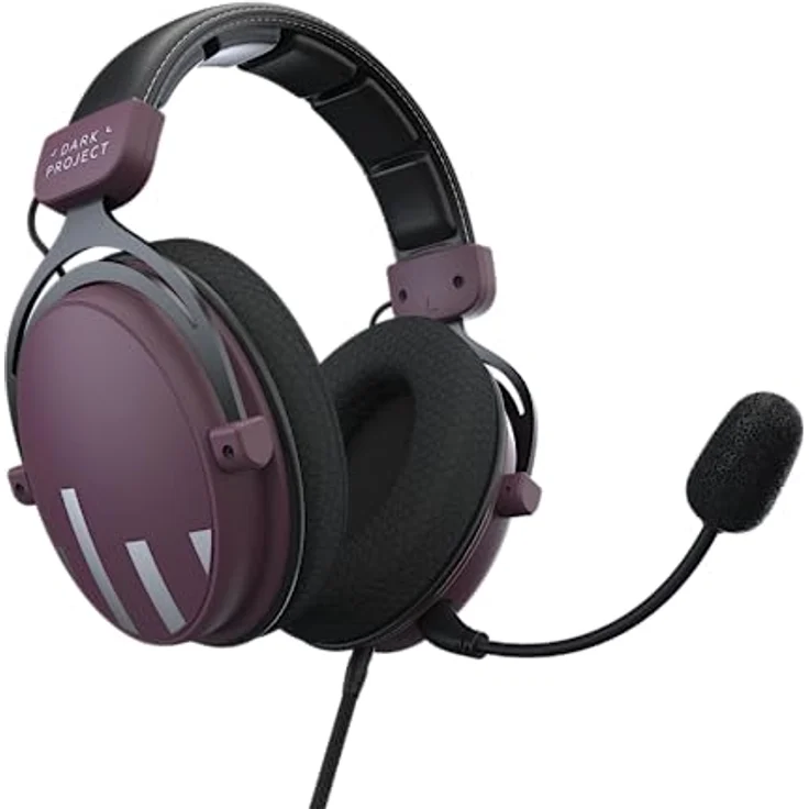 Dark Project One HS4, Gaming-Kopfhörer mit 53-mm-Treibern, abnehmbarem Mikrofon und gepolstertem Kopfbügel – Bild 6