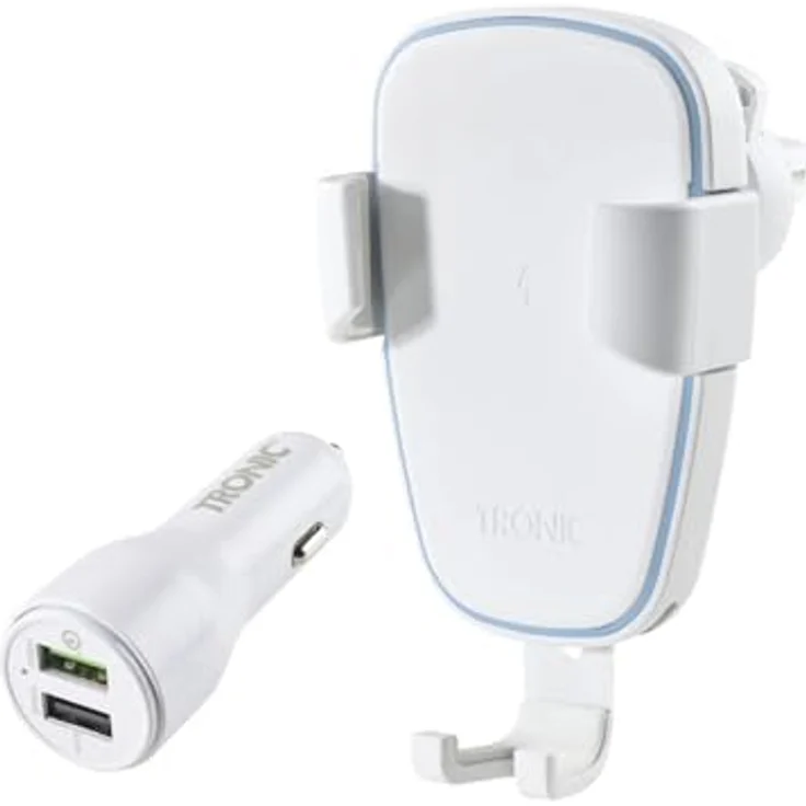 TRONIC® KFZ-Smartphone-Halterung mit QI®-Lader, 10 W, weiß, inkl. Qualcomm® Quick Charge™ 3.0, für kabelloses Laden im Auto – Bild 1