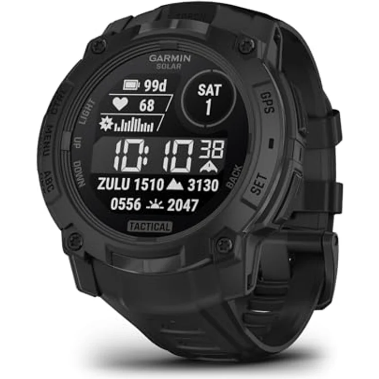 3MK Garmin Instinct 3 45mm Solar Tactical Edition, Smartwatch mit GPS, wasserdicht bis 10 ATM, Schwarz – Bild 1