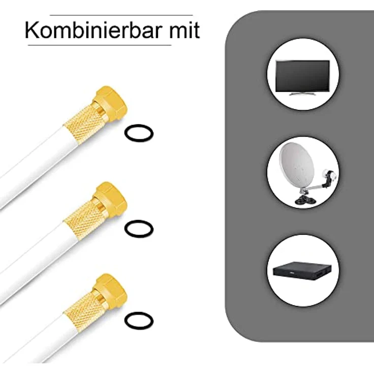 100m 135dB Sat Koaxialkabel Koax Kabel FullHD UltraHD 4K 4-fach geschirmt für DVB-S / S2 DVB-C und DVB-T BK Anlagen PremiumX mit 10 x F-Stecker Gratis – Bild 5