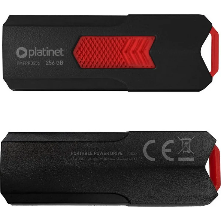 Platinet PMFPPD256 USB-Stick, 256 GB, USB 3.2, Lesegeschwindigkeit bis zu 150 MB/s, Schiebegehäuse, Schwarz-Rot