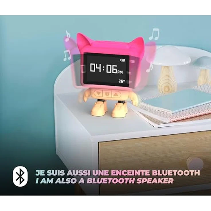 Mobility on Board Dancing Clock, Bluetooth 5.3 Lautsprecher mit 3W Leistung und Diffusor, Rosa – Bild 7
