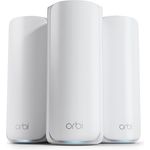 Netgear Orbi 870 Tri-Band WiFi 7-Mesh-Netzwerksystem (RBE873) Router mit 2 Satelliten – Abdeckung von bis zu 600 m², für 150 Geräte – 10-Gig-Internetanschluss, max 21 GBit/s, Weiss