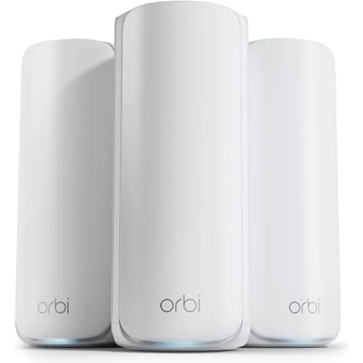 Netgear Orbi 870 Tri-Band WiFi 7-Mesh-Netzwerksystem (RBE873) Router mit 2 Satelliten – Abdeckung von bis zu 600 m², für 150 Geräte – 10-Gig-Internetanschluss, max 21 GBit/s, Weiss