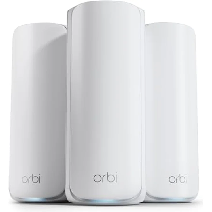 Netgear Orbi 870 Tri-Band WiFi 7-Mesh-Netzwerksystem (RBE873) Router mit 2 Satelliten – Abdeckung von bis zu 600 m², für 150 Geräte – 10-Gig-Internetanschluss, max 21 GBit/s, Weiss – Bild 1