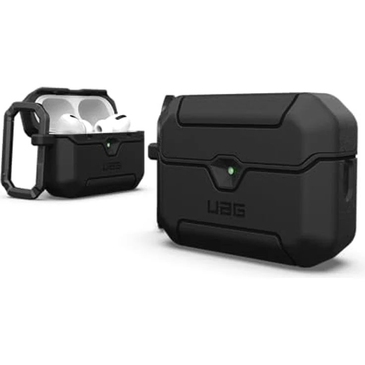 URBAN ARMOR GEAR Scout Case für Apple AirPods Pro 3, Wireless-Charging kompatibel, Status LED sichtbar, abnehmbarer Karabinerhaken, schwarz – Bild 1
